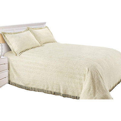 Just So Home Luxury Candlewick Bedspread Traditional Bed Throw King Size Natural DIY at B&Q