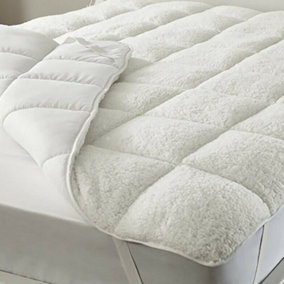 Just So Home Mattress Enhancer Topper Sherpa Fleece Quilted Reversible (Double)