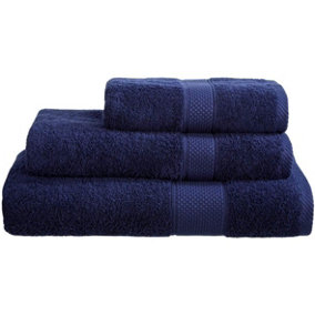 Just So Home Turkish Cotton Towels Pack of 2 (Navy, Hand Towel )