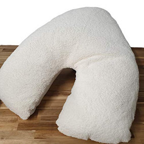 Just So Home V Shaped Luxury Support Pillow Teddy Sherpa Fleece Removable Zipped Cover