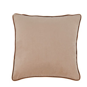 Just So Home Velvet Scatter Cushion 43cm With Zip (Champagne with antique gold piping)