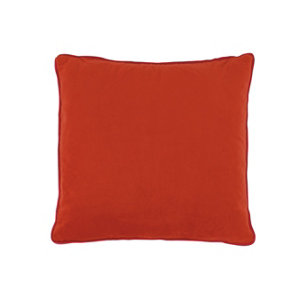 Just So Home Velvet Scatter Cushion 43cm With Zip (Pumpkin with contrast fuchsia piping)