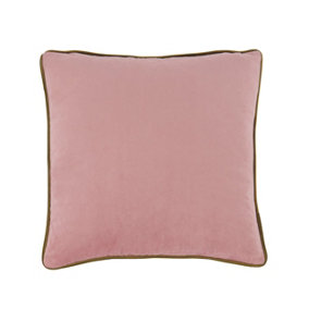 Just So Home Velvet Scatter Cushion 43cm With Zip (Rose with contrast sage piping)