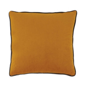 Just So Home Velvet Scatter Cushion 43cm With Zip (Saffron with contrast slate piping)