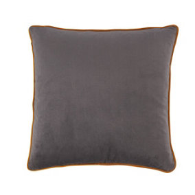 Just So Home Velvet Scatter Cushion 43cm With Zip (Slate with contrast saffron piping)