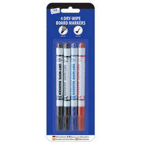 Just Stationery Dry-Erase Marker (Pack of 4) Multicoloured (One Size)