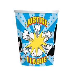 Justice League Paper Party Cup (Pack of 8) Blue/Yellow (One Size)