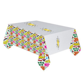 Justice League Pow Paper Party Table Cover Multicoloured (One Size)