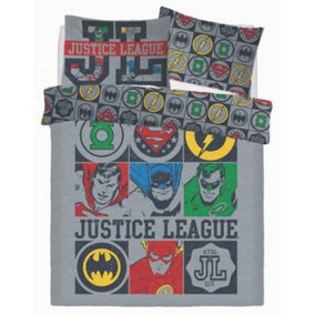 Justice League Vintage Icons Reversible Duvet Set Multicoloured (Single)