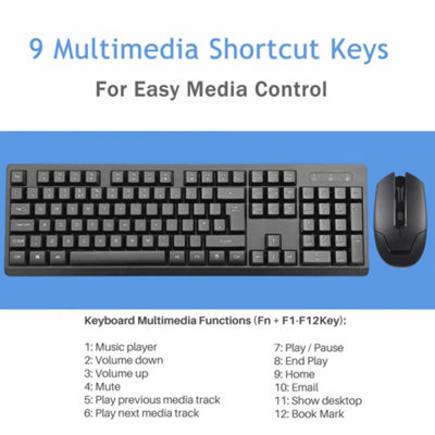 JUSTOP KM300W 2.4Ghz Wireless Keyboard and Mouse Set - Black