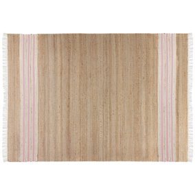 Jute Area Rug 160 x 230 cm Beige and Pastel Pink MIRZA
