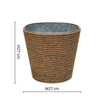 Jute/Galvanized Steel Planter H27cm W27cm Price Comparisons | Compare The Build