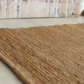 Jute Natural Plain Handmade Modern Easy to Clean Bedroom Dining Room, Living Room Rug -160cm X 230cm