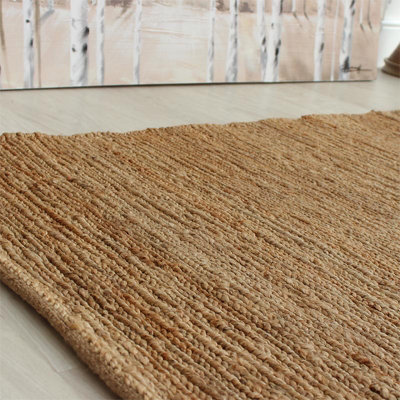 Jute Natural Plain Handmade Modern Easy to Clean Bedroom Dining Room, Living Room Rug -200cm X 300cm