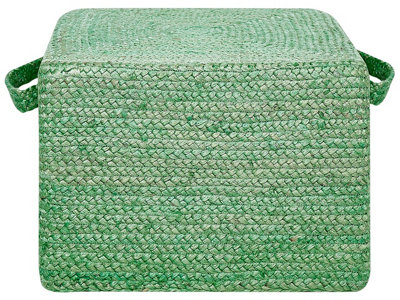 Jute Pouffe 45 x 45 x 30 cm Green DHADAR