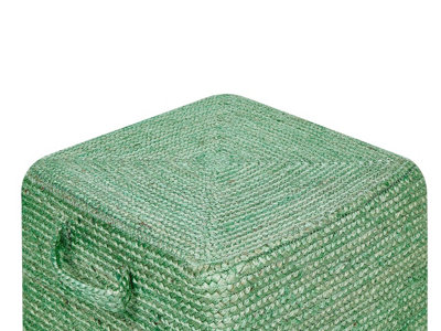 Jute Pouffe 45 x 45 x 30 cm Green DHADAR