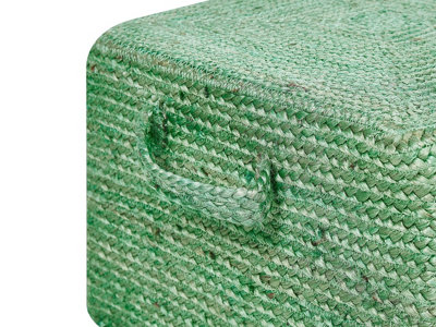 Jute Pouffe 45 x 45 x 30 cm Green DHADAR