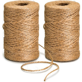 Jute Twine String for Crafts, Christmas and Gardening (500ft / 150M roll) 3 Ply (Brown - 2 Roll)