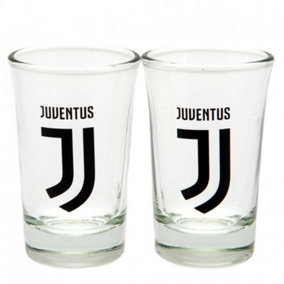 Juventus FC Crest Shot Gl Set (Pack of 2) Clear/Black (One Size)