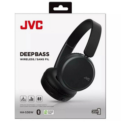 JVC Deep Bass Wireless Bluetooth Headphones HAS36- Black