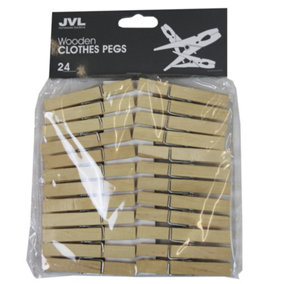 JVL 24-Piece Strong Wooden Retro Vintage Clothes Pegs