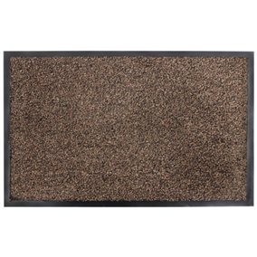 JVL Admiral Barrier Doormat, Microfibre, 50x80cm, Brown, Set of 2