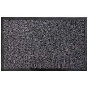 JVL Admiral Barrier Doormat, Microfibre, 50x80cm, Charcoal, Set of 2