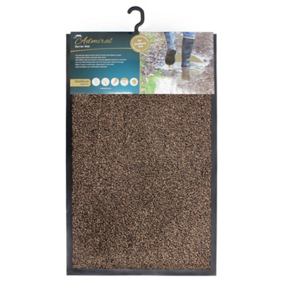 JVL Admiral Machine Washable Micorfibre Barrier Doormat 50x80cm Brown