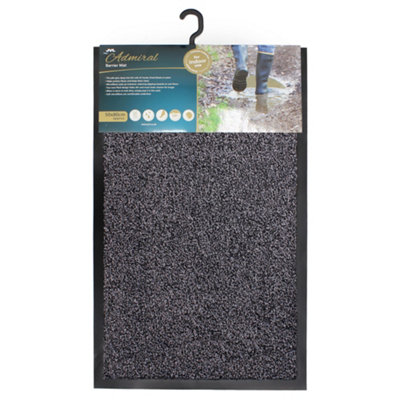 JVL Admiral Machine Washable Micorfibre Barrier Doormat 50x80cm Charcoal