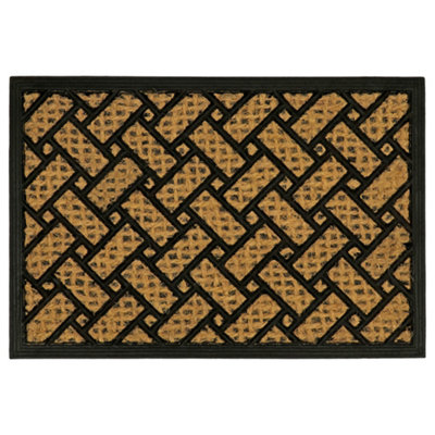 JVL Alba Woven Tuffscrape Doormat, 40x60cm, Parquet
