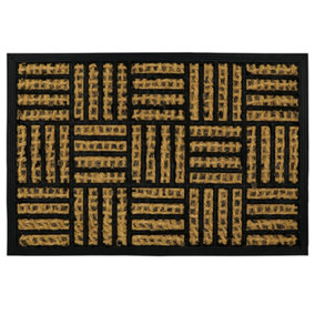 JVL Alba Woven Tuffscrape Doormat, 40x60cm, Squares