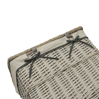 JVL Arianna - Cestino Portabiancheria Rettangolare in Salice, Set di 3, Colore: Grigio