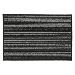 JVL Arona Machine Washable Latex Backed Doormat, 40x60cm,Black