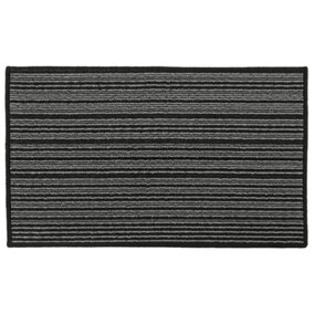 JVL Arona Machine Washable Latex Backed Doormat, 50x80cm, Black