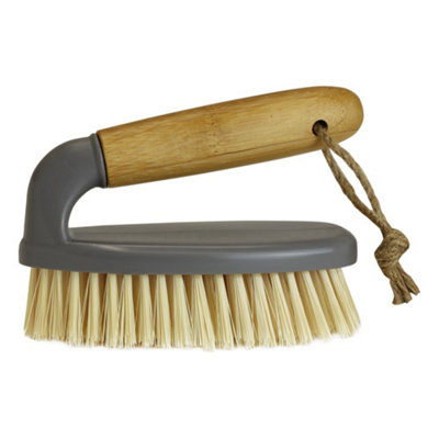 JVL Bamboo All Purpose Hand Held Scrubbing Brush with Handle