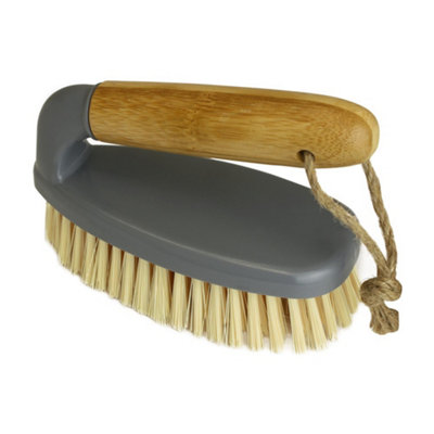 JVL Bamboo All Purpose Hand Held Scrubbing Brush with Handle