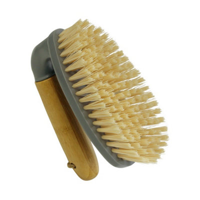 JVL Bamboo All Purpose Hand Held Scrubbing Brush with Handle - 3