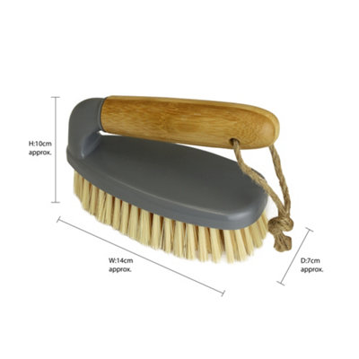 JVL Bamboo All Purpose Hand Held Scrubbing Brush with Handle - 5