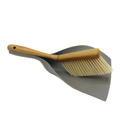 JVL Bamboo Durable Dustpan And Brush Set with Plastic Bristles DIY at B&Q