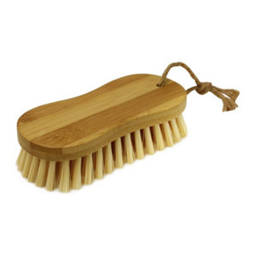 JVL Bamboo Durable Hand Scrubbing Cleaning Brush with Hemp Loop