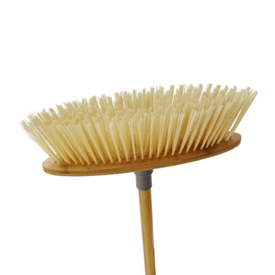 JVL Bamboo Long Handles Sweeping Brush with Plastic Bristles