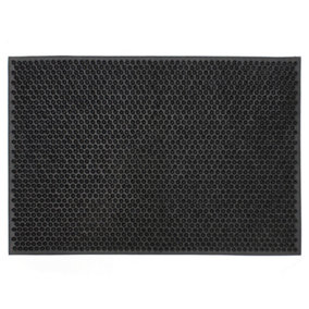 JVL Black Rubber Condor Astro Turf Effect Doormat 40x60cm