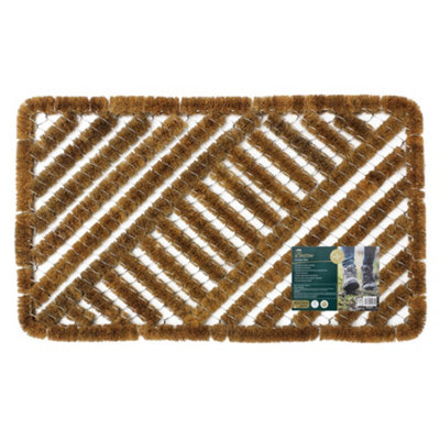 Heavy Duty Coir Door Mat Brush Scraper Front Door Mat Boston Metal Wired  39x59cm