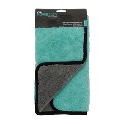 JVL Car Bike Car Cleaning Range, Luxury Microfibre Cloth, Teal and Grey