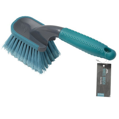 JVL Car Bike Care Cleaning Range Wheel Brush, Short, Plastic and Rubber, Teal/Grey