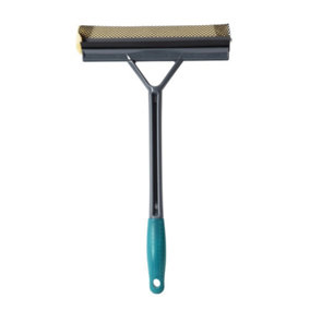 JVL Car Care Cleaning Range, Window Squeegee with Sponge, Plastic and Rubber, Teal and Grey