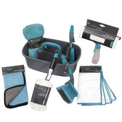 JVL Car Cleaning Valet Pack with Storage Caddy, Grey/Blue, Platinum Bundle