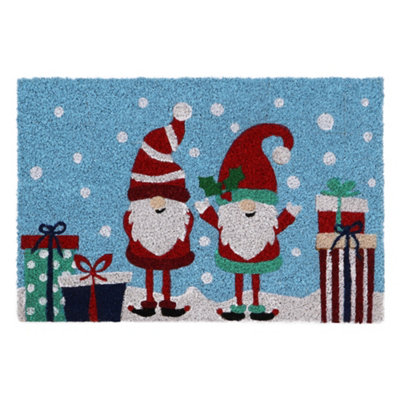 JVL Christmas Design Latex Coir Door Mat, 40x60cm, Gonks