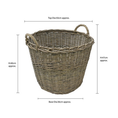 JVL Chunky Willow Round Laundry Basket with Handles
