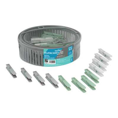 JVL Collapsible Peg Basket with 50 Pegs